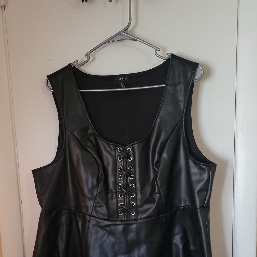 Torrid Black Faux Leather Lace-Up Top